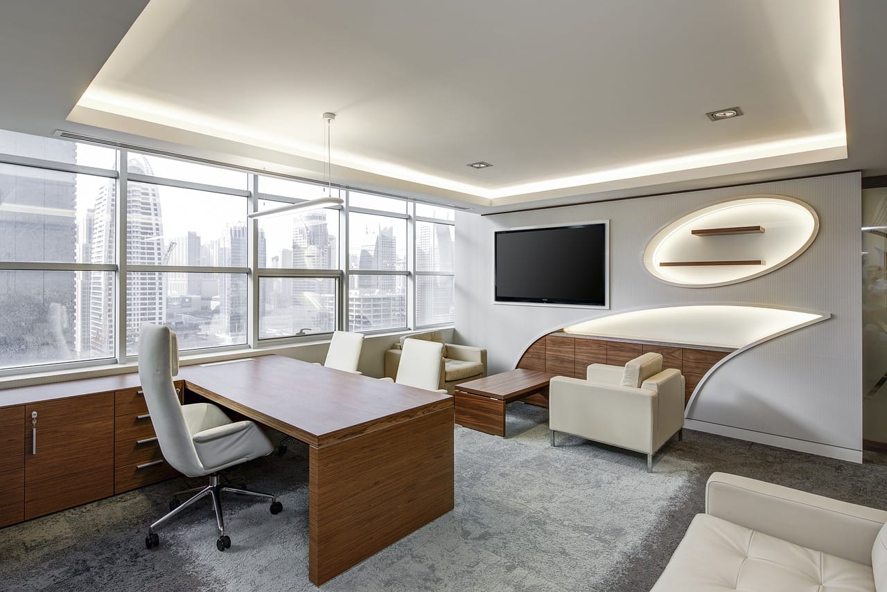 Corporate video production professional office and filming studio setup